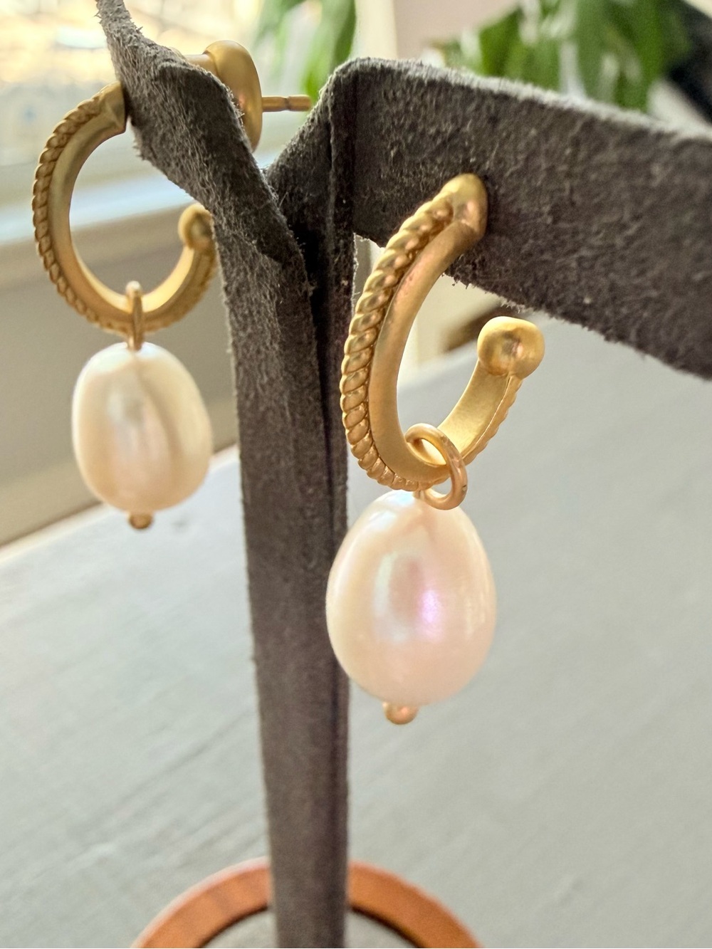 Julie Vos Gold-Tone Hoop Earrings Pearl Drop